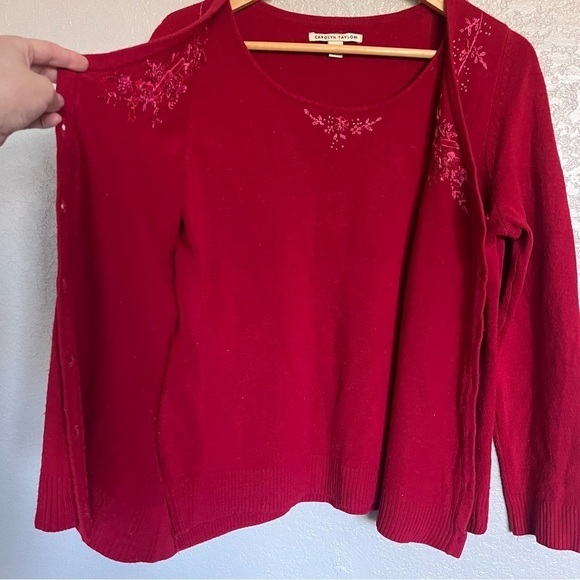 Carolyn Taylor 90s Vintage Button Up Cardigan Deep Red Women’s Size Medium - Picture 4 of 5